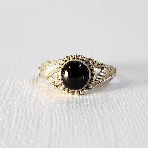 NIB Semi VTG Natural Black Star Diopside 925 Scroll Filigree Ring Sz 6 - Picture 12 of 12